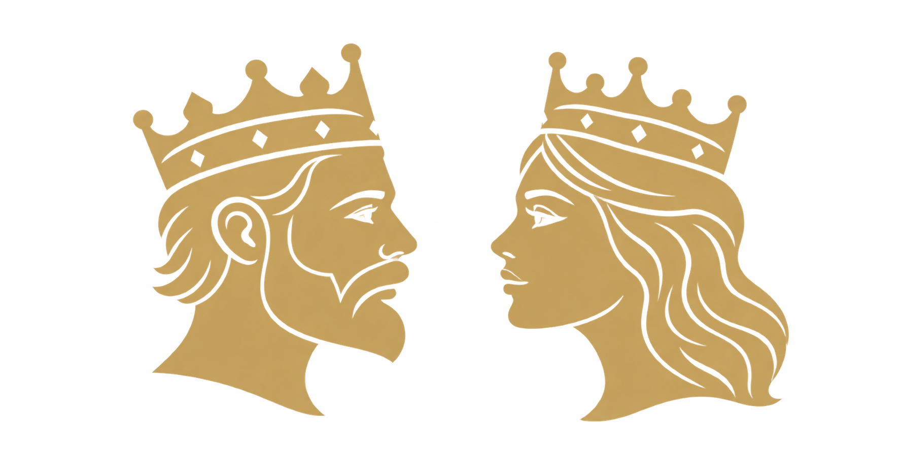 Facing crowned king and queen